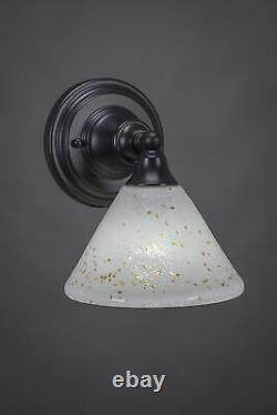 Wall Sconce Shown In Matte Black Finish With 7 Gold Ice Glass