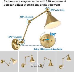 Wall Sconce with Remote Control, Brushed Brass Plug in Wall Sconces Dimmable and
