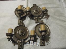 Wall Sconces 1920's Lighted Wall Sconces Set of 4 Double Lights 2 Pairs
