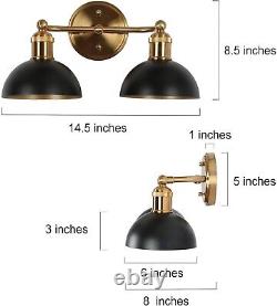 Wall Sconces, Black and Gold Vanity Lighting Over Mirror, 2-Light Bathroom Wall
