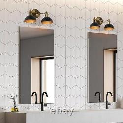 Wall Sconces, Black and Gold Vanity Lighting Over Mirror, 2-Light Bathroom Wall