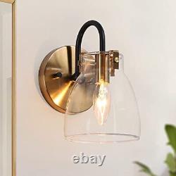 Wall Sconces, Modern Gold and Black Wall Light Fixtures with Extra Large Clea