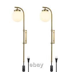 Wall Sconces Set Of 2 Angle Adjustable Plug In Wall Lamps Modern Gold Indoor Wal