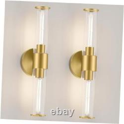 Wall Sconces Set of 2, Brass Sconce Wall Lighting, Brushed Bathroom Wall Gold