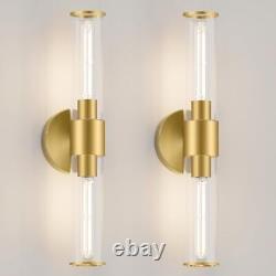 Wall Sconces Set of 2, Brass Sconce Wall Lighting, Brushed Bathroom Wall Gold