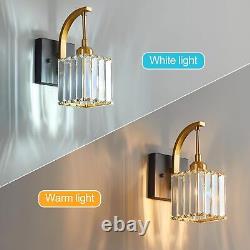 Wall Sconces Set of Two Black Gold Wall Light Crystal Bathroom Vanity Lights