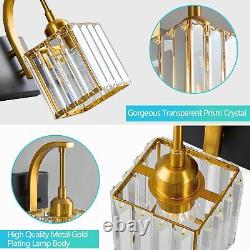 Wall Sconces Set of Two Black Gold Wall Light Crystal Bathroom Vanity Lights