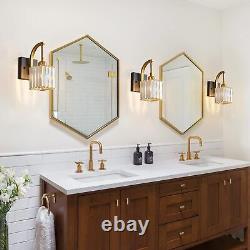 Wall Sconces Set of Two Black Gold Wall Light Crystal Bathroom Vanity Lights