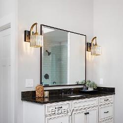 Wall Sconces Set of Two Black Gold Wall Light Crystal Bathroom Vanity Lights