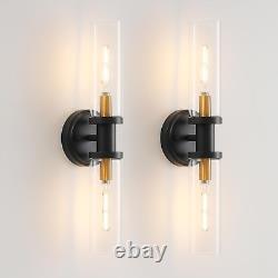 Wall Sconces Set of Two Black and Gold Wall Lamp Wall Lights with Clear Glass Sh