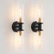 Wall Sconces Set of Two Black and Gold Wall Lamp Wall Lights with Clear Glass Sh