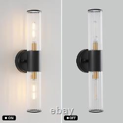 Wall Sconces Set of Two Black and Gold Wall Lamp with Stripped Glass Shade Sconc