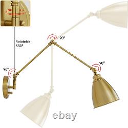 Wall Sconces Set of Two Gold Swing Arm Wall Lamp with Plug in Cord Wall Mounted