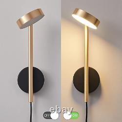 Wall Sconces Set of Two Plug In, Gold Wall Sconce, Wall Lamps for Bedrooms, Plug in