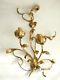 Wall sconce 2 light bulbs wrought iron leaves acanthus gold