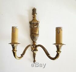 Wall sconce pair Louis XV antique style Vintage French wall candle lights