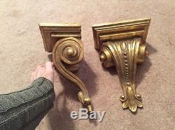 Wall shelves, sconce, gold, destressed, new, heavy