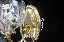 Waterford Crystal LISMORE Model Round Wall Sconce Polished Brass Finish Mount