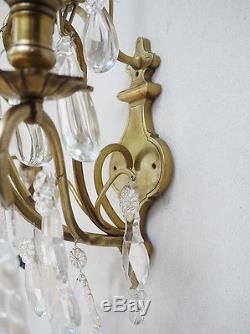 Wonderful Large Pair of WALL SCONCES 19th C. LOUIS XV Bronze & Crystal BACCARAT