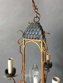 Wrought Iron Lamp Wall Lantern Hollywood Gothic Palladio Italy Antique Gold 50s