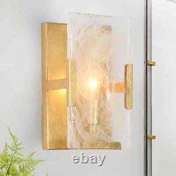 Zevni 1-Light Modern Antique Gold Leaf Wall Sconce, Cloud-Like Glass Wall Light