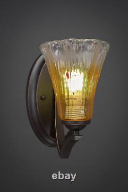 Zilo Wall Sconce Shown In Dark Granite Finish With 5.5 Gold Champagne Crystal